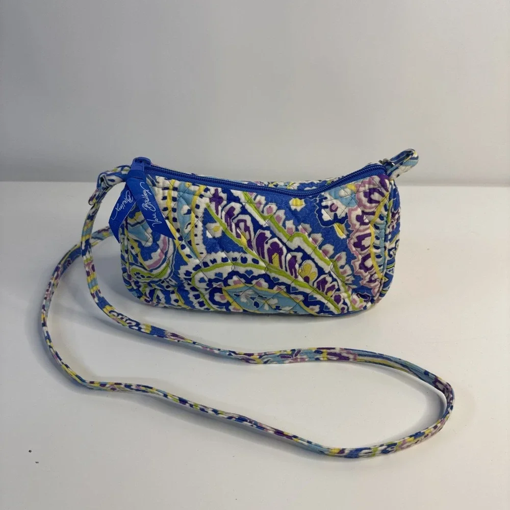 Small Vera Bradley Blue Capri Paisley Purse Handbag -Retired Print